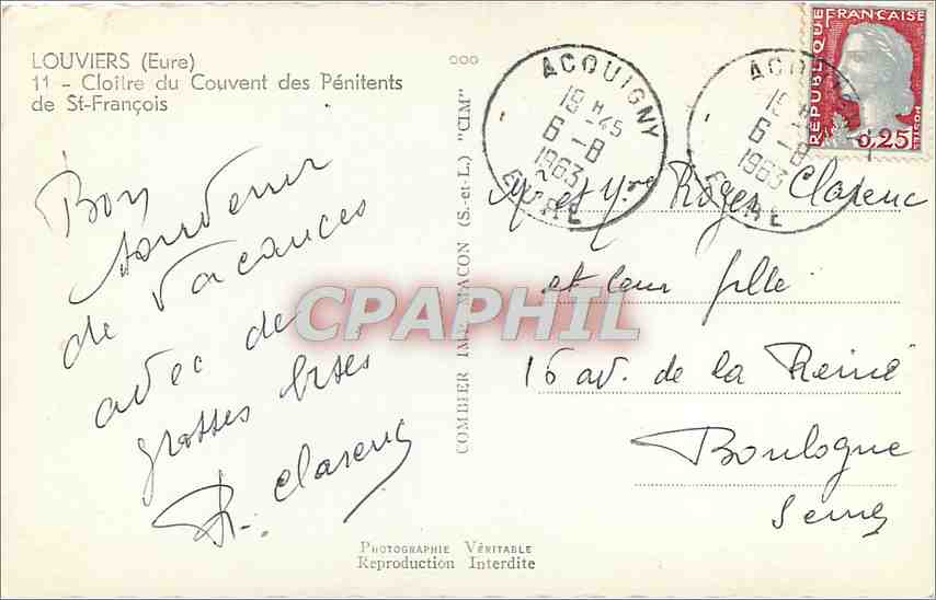 CPM LOUVIERS - Cloitre du couvent des Pénitents de St-François — Back