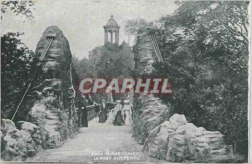 CPA PARIS - Buttes-Chaumont Le Pont suspendu
