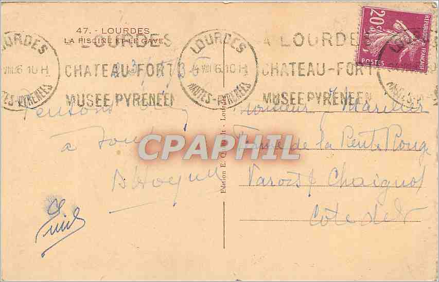 CPA LOURDES  — Verso