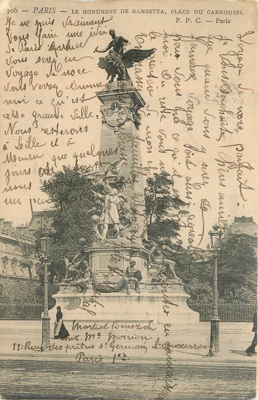 CPA PARIS - Le MONUMENT DE CAMBETTA PLACE DU CARROUSSEL