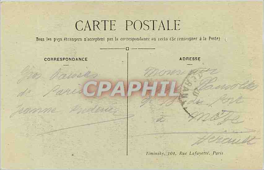 CPA PARIS Place de la Bastille — Rückseite