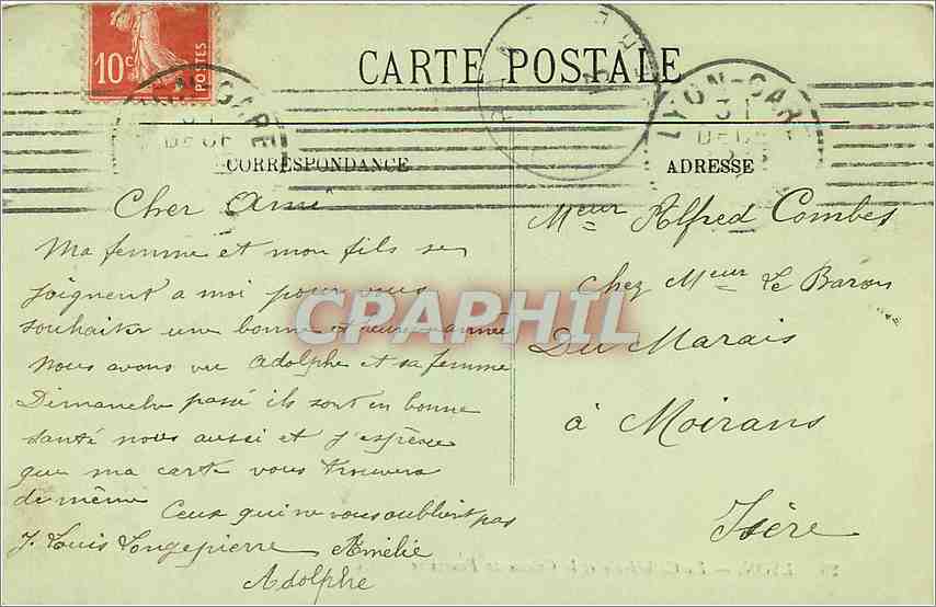 CPA Lyon- La Cathédrale et le Couteau de Fourviere-LL — Verso