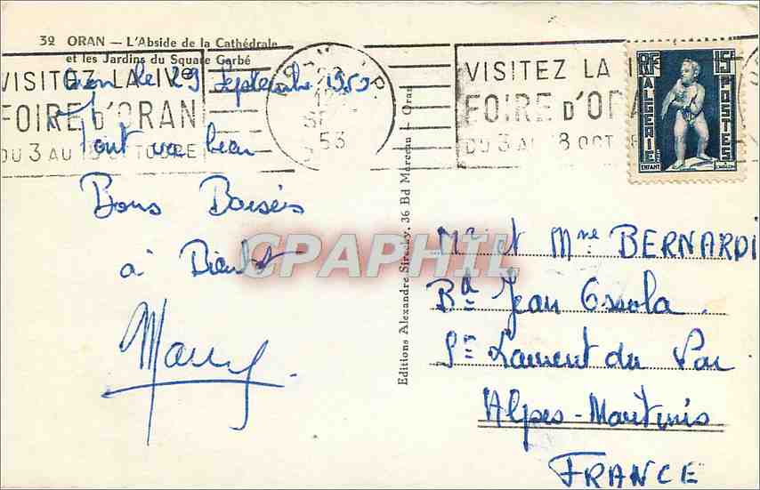 CPA ORAN-L'Abside de la cathedrale et le jardins du Square Garbé — Rückseite