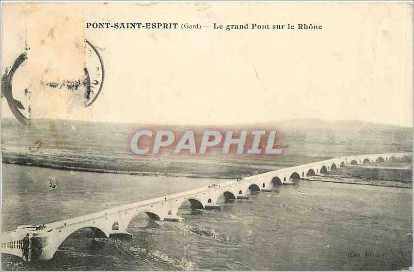 CPA PONT-SAINT-ESPRIT-Le grand Pont sur le Rhone