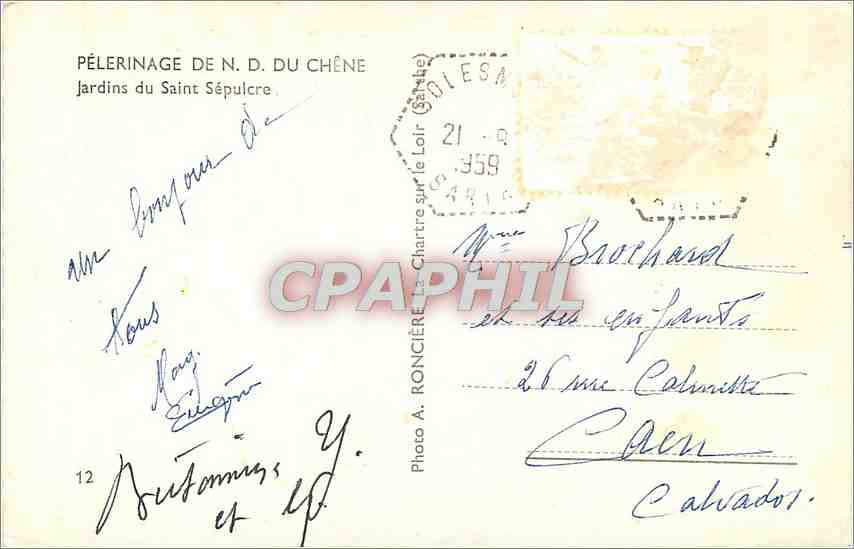 CPA PELERINGE DE N .D. DU CHENE  Jardins du Saint Sepulcre — Rückseite