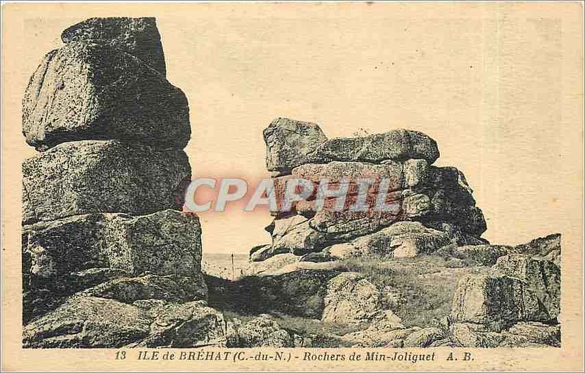 CPA ILE DE BRAHAT (C DU N)-Rochers de Min-Joliguet A.B