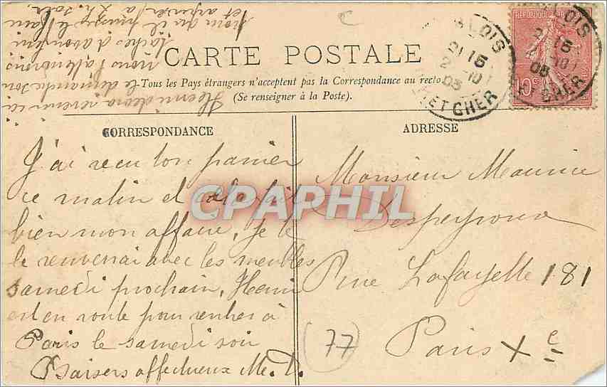 CPA FONTAINEBLEAU-La grande Rue-LL — Verso