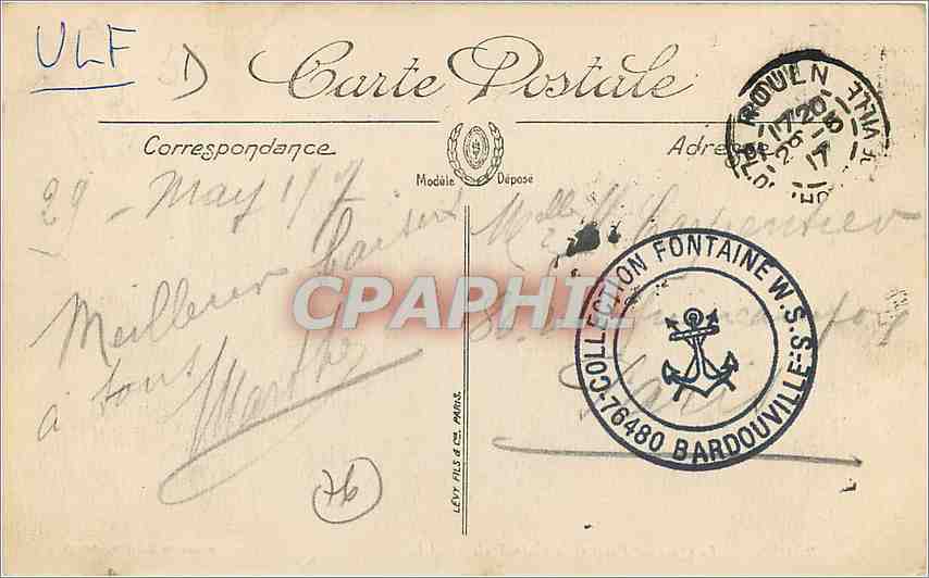 CPA ROUEN-Le Quai de Paris et la cathedrale Bateau — Rückseite