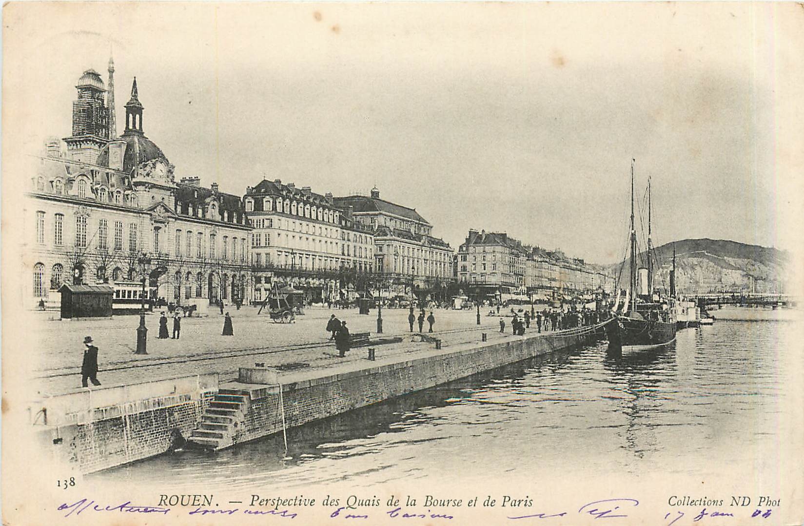 CPA ROUEN-PERSPECTIVE DES Quai de la Bourse et de Paris