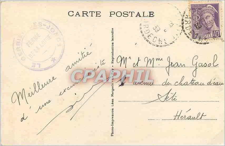 CPA LE GERBIER des JONGS-Source de la Lore (vu du Bois Negre) — Back