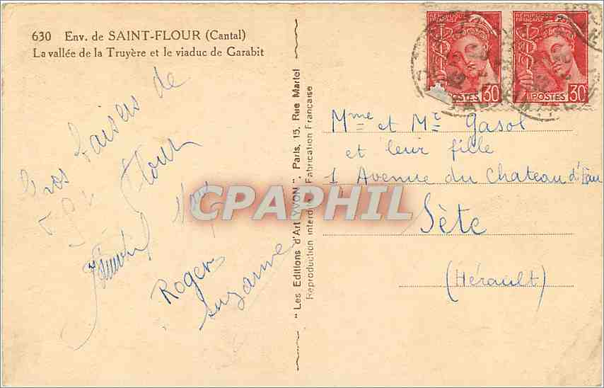 CPA Env. De SAINT FLOUR (Cantal) La vallée de la Truyère et le viaduc de Garabit — Rückseite