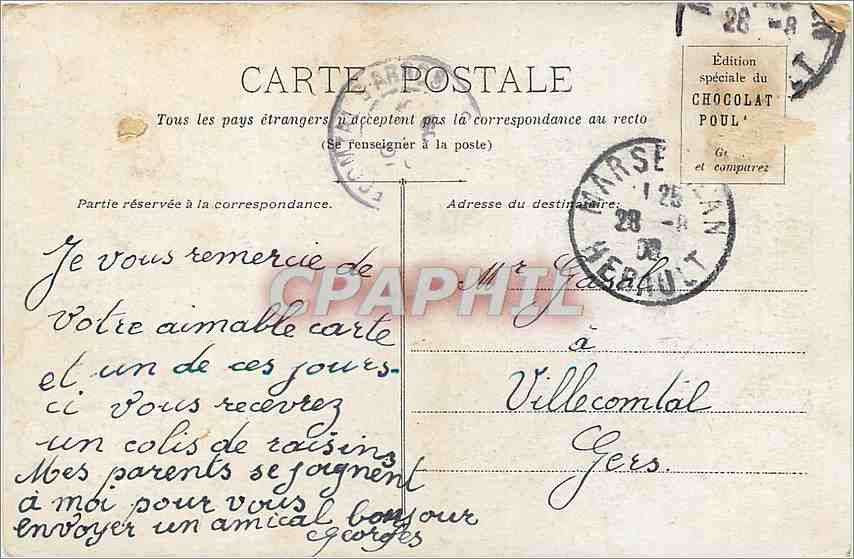 Toulouse — Église de la Daurade, le Pont-Neuf, la Garonne — Édition spéciale du Chocolat Poul' — Rückseite