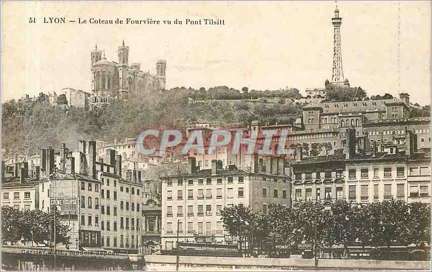 CPA LYON-Le Couteau de Fourviere vu du Pont Tilsitt