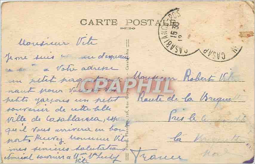 CPA CASABLANCA-Le Boulevard de la Gare — Rückseite