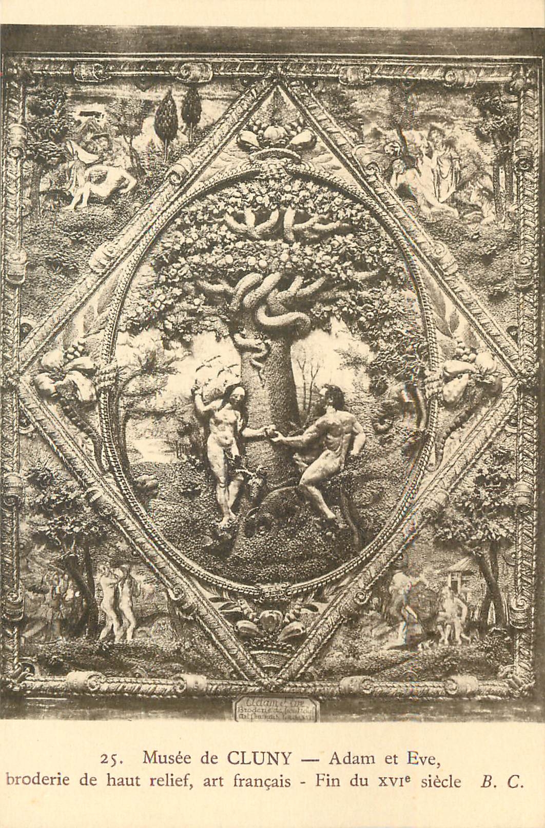 Musée de Cluny — Adam et Ève — broderie de haut relief, art français, fin du xvième siècle
