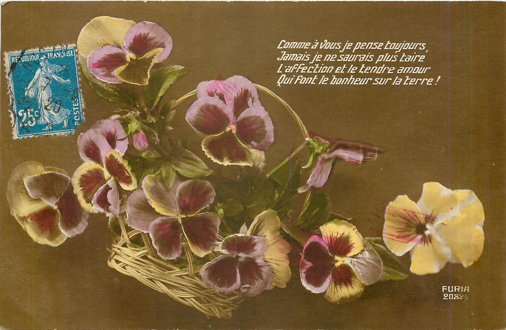 CPA Voeux Fleurs 