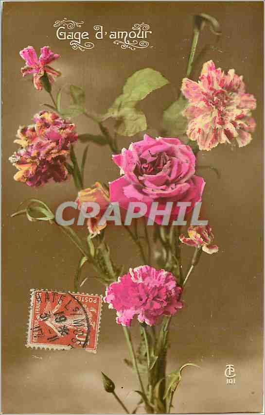 CPA Voeux Fleurs 