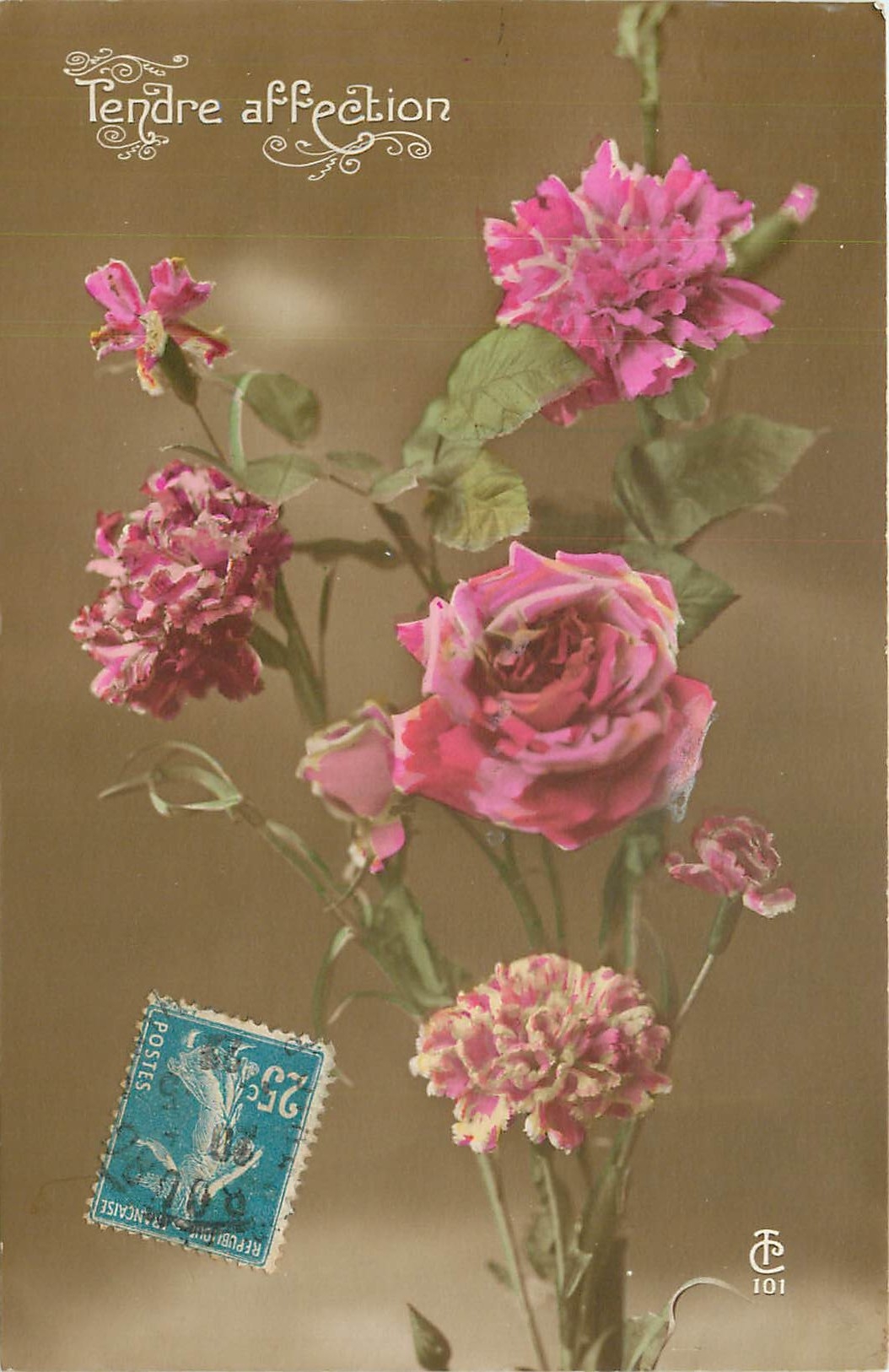 CPA Voeux Fleurs 