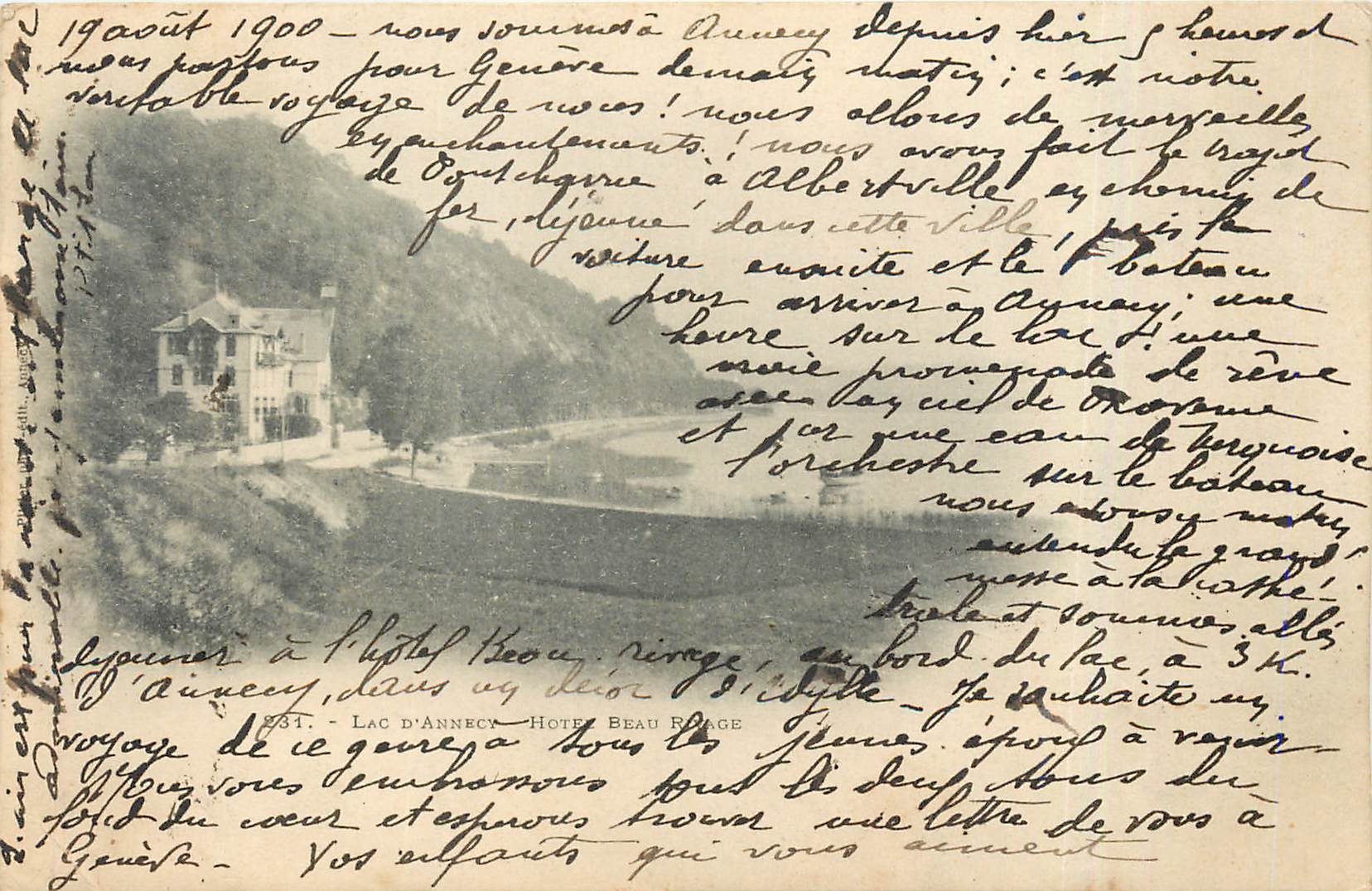 CPA LAC D'ANNENCY-HOTEL BEAU RIVAGE Carte 1900