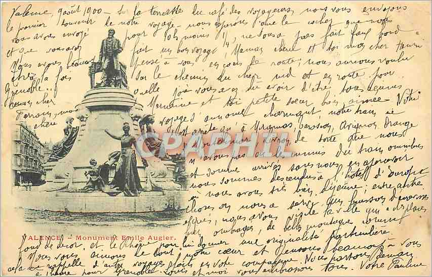 CPA ALENCE-Monument Emile Augier Carte 1900