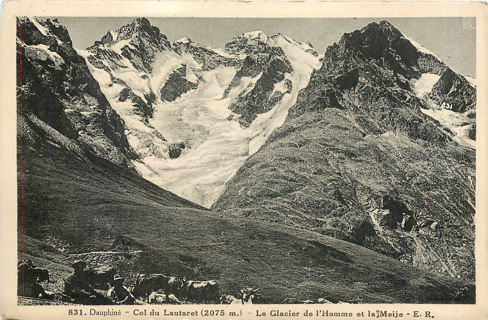 Col du Lautaret (2075 m.) — Le Glacier de l'Homme et la Meije — E. R.
