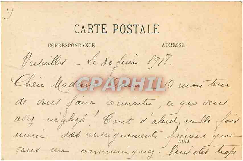 CPA Vesailles-Bassin de Saturne ou de l'Hver — Verso