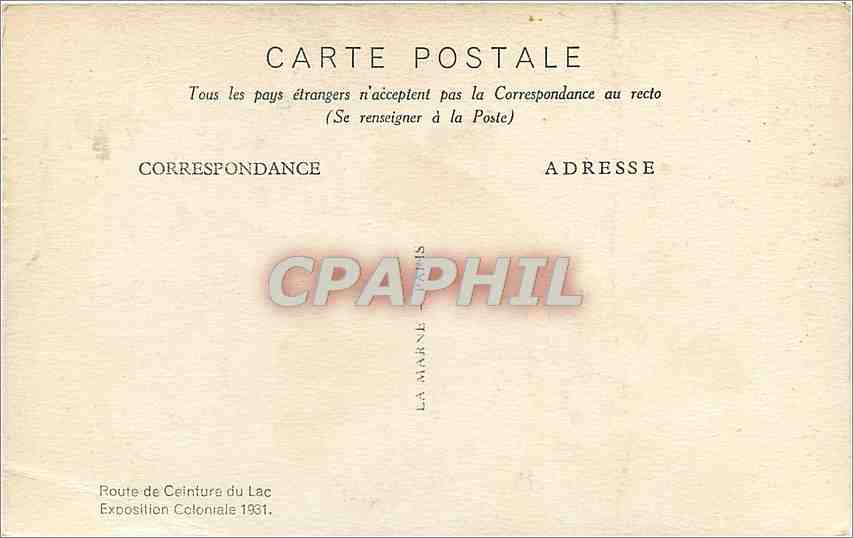 La Terrasse Beilllard — Exposition Coloniale 1931 — Route de Ceinture du Lac — Rückseite