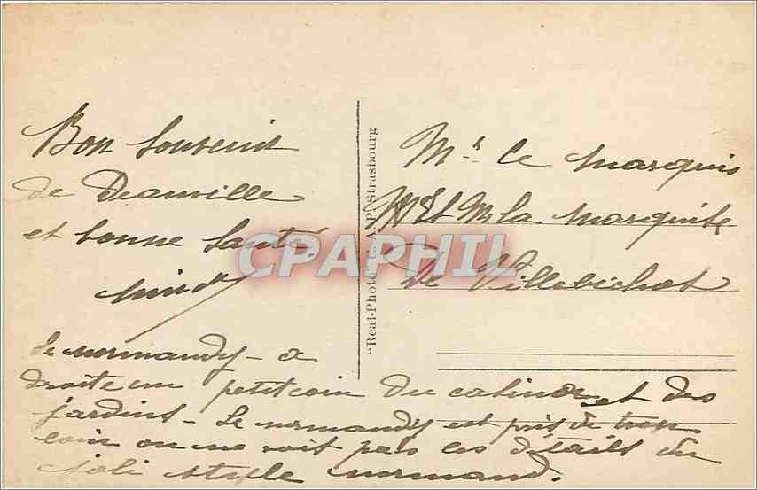 Deauville — La Plage Fleurie — Le Normandy Hôtel — éditeur C.A.P. n°279 — Verso