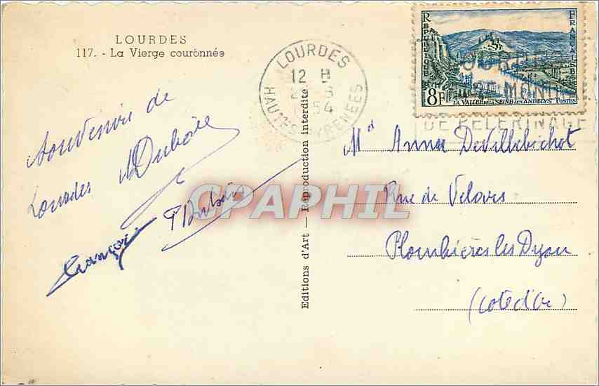 CPM LOURDES-La Vierge Couronnee — Verso
