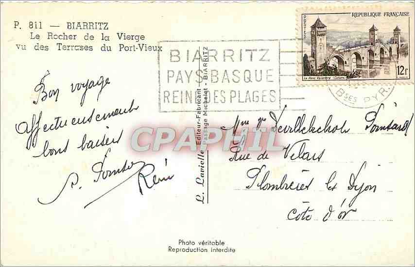 CPM BIARRITZ-Le Rocher de la Vierge. Vu des Terrases du Port Vieux — Rückseite