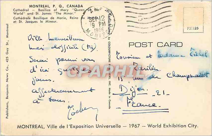 CPM MONTREAL  Ville de lExpositio Universelle 1967 — Back