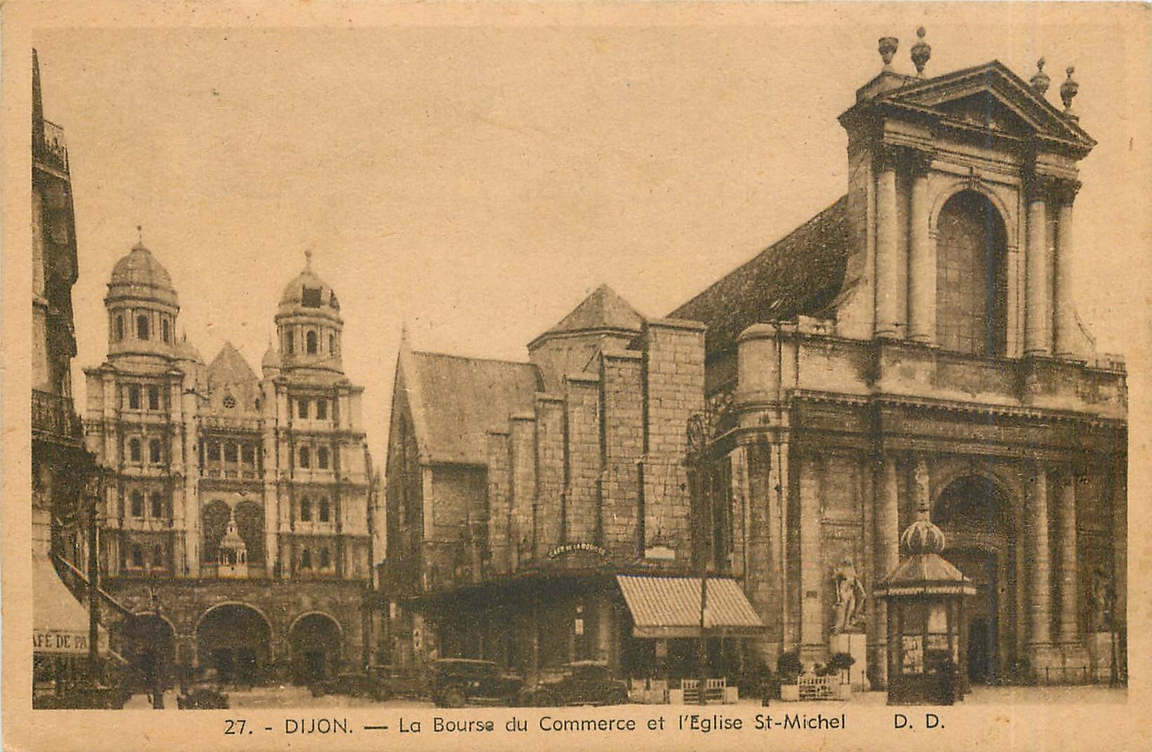 CPA DIJON-La Bourse du Commerce et l'Eglise St Michel