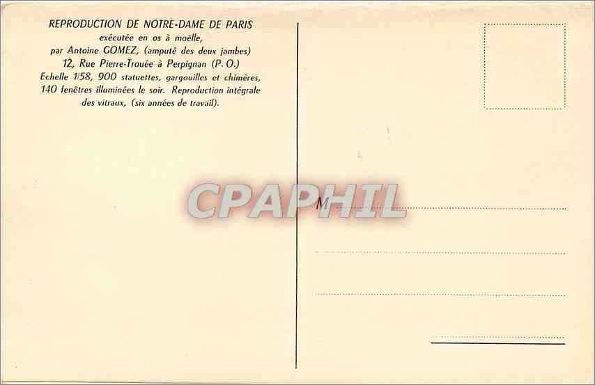 CPA NOTRE DAME DE PARIS — Rückseite