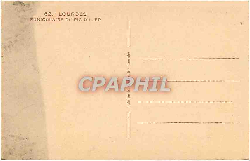 CPA LOURDES-FUNICULAIRE DU PIC DU JER — Verso