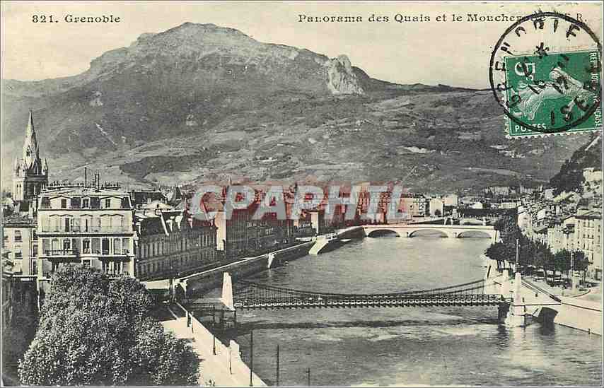 Grenoble — Panorama des Quais et le Moucheron — Éditeur R. B. n° 821
