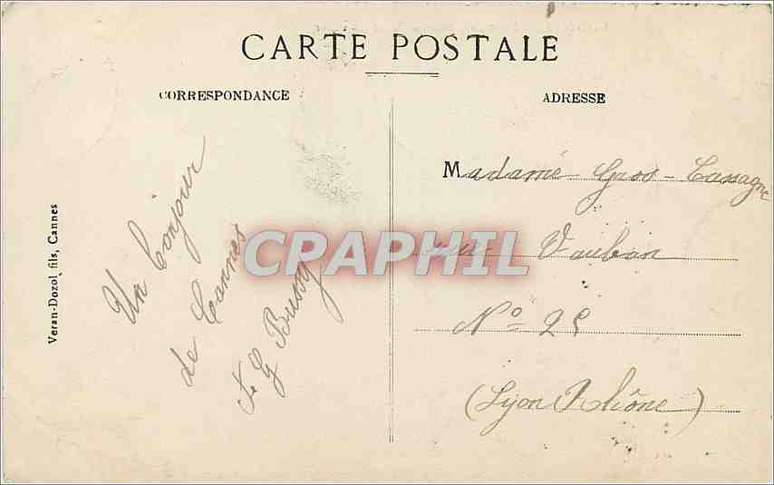 CPA CANNES-Panorama pris du Mont Chevalier — Rückseite