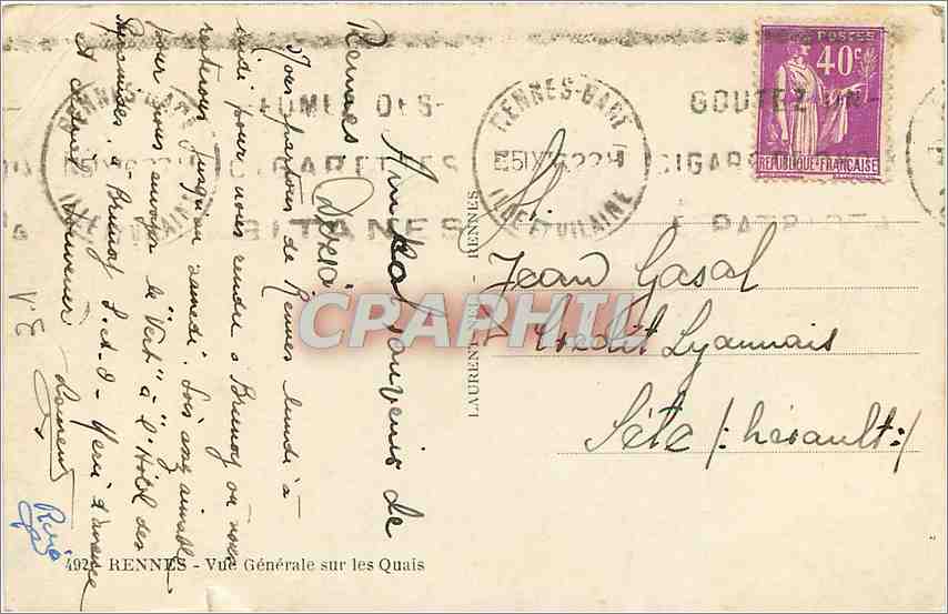 CPA RENNES-Vue generale sur les Quai — Rückseite