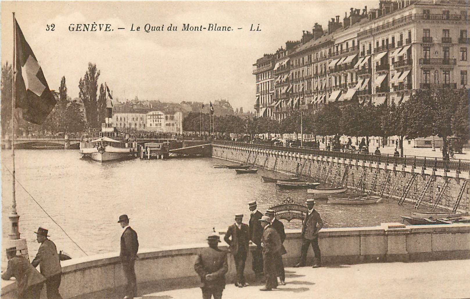 CPA GENEVE-Quai du Mont-Blanc-LL Bateau