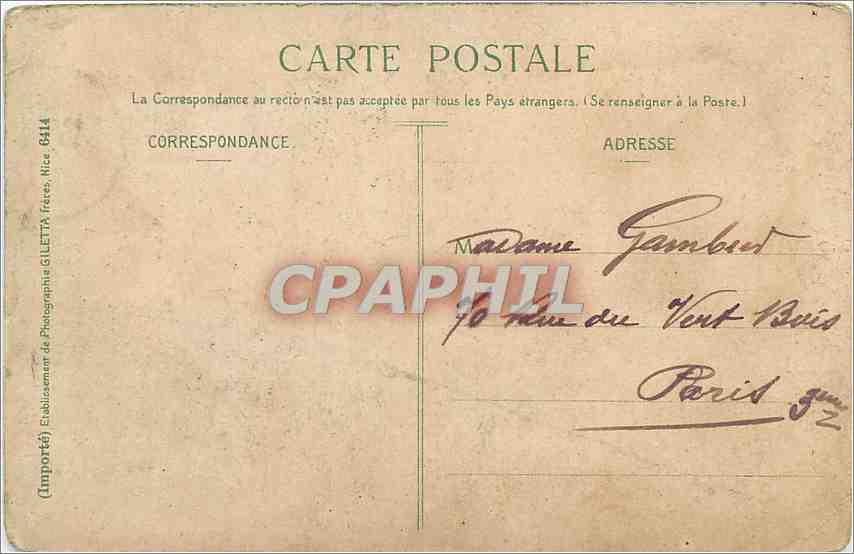 CPA MONTE CARLO-Le casino et Terrasse.Cafe de Paris — Rückseite