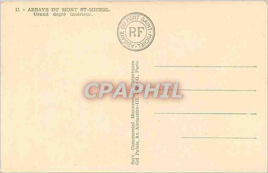 CPA ABBAYE DU MONT SAINT MICHEL.Grand degre intereieur — Verso