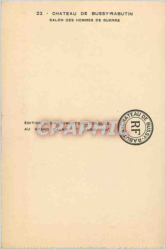 CPA CHATEAU DE BUSSY-RABUTIN-Salon des hommes de Guerre — Verso