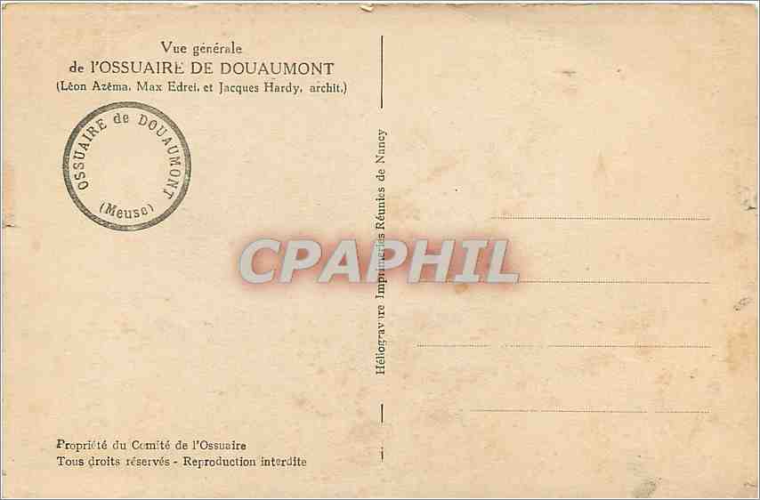 CPA Vue generale de l'OSSURAIRE DE DOUAUMONT — Rückseite