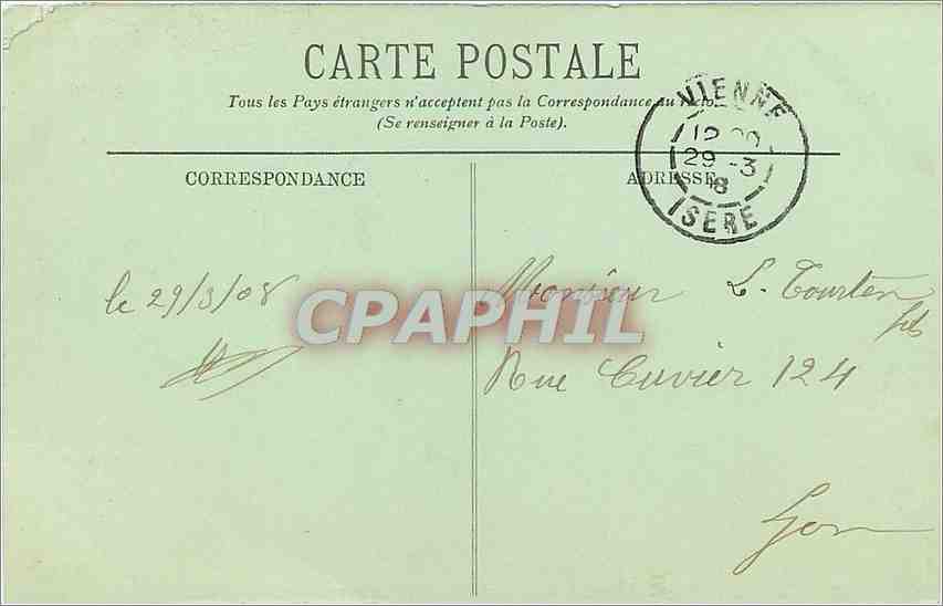CPA VIENNE-Ruinesdu Fort de la Batie et Vallee du Rhone vers Estressin-LL — Rückseite