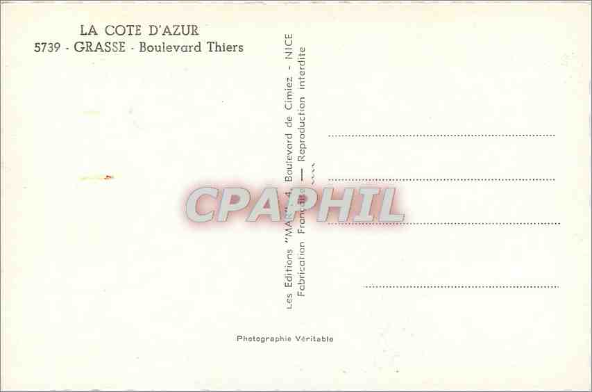 CPA photographie — Rückseite