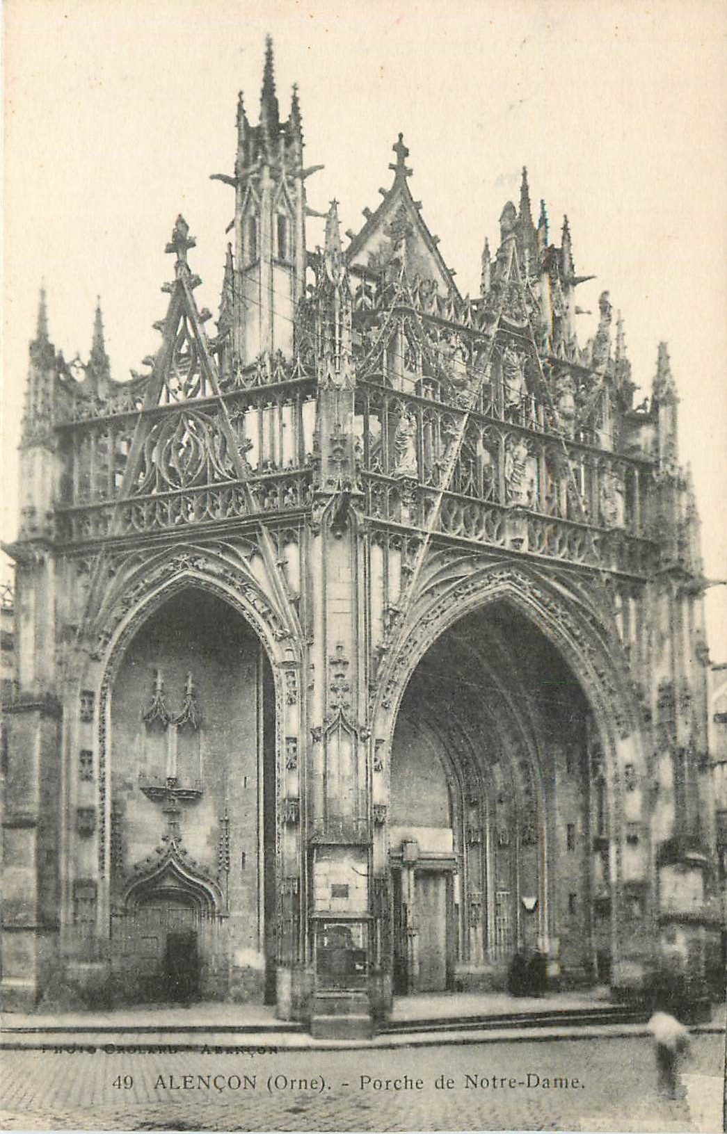 CPA ALECON(Orne)-Porche de Notre Dame