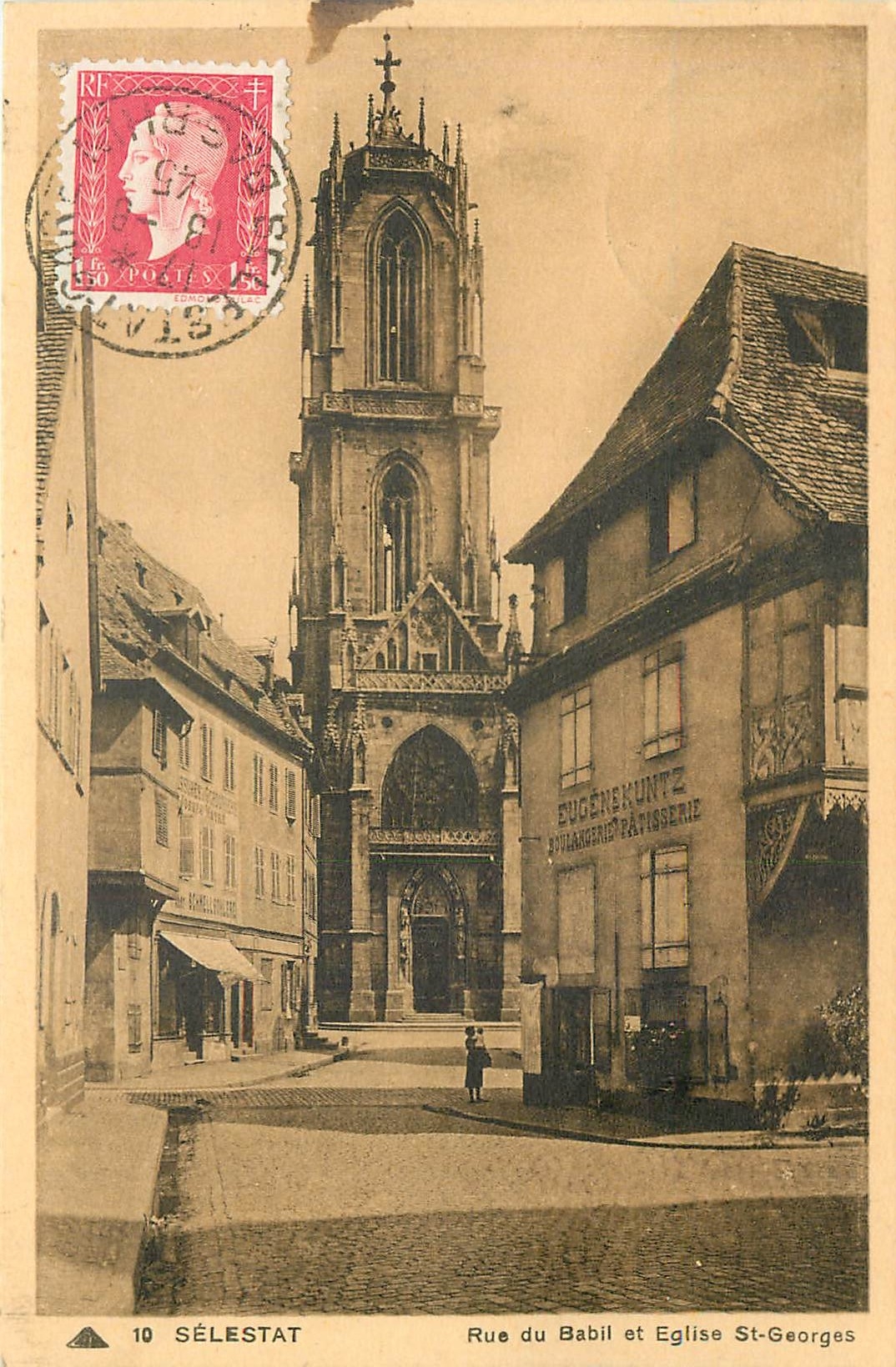 CPA SELESTAT-Rue du Babil et Eglise St Georges