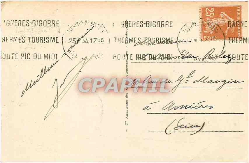 ENV. de BAGNÈRES de BIGORRE — Le Tourmalet — La route aux Cabanes de Thoué — Éditeur : HERMES TOURISME — Verso