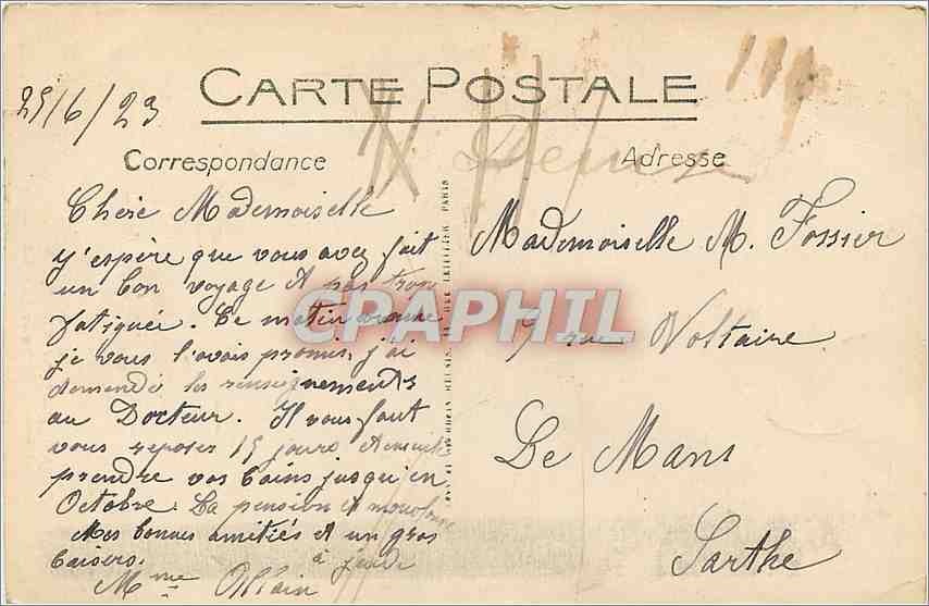 CPA BAGNOLES DE L'ORNE-Un sous bois avec l'Etablissement Thermal — Rückseite