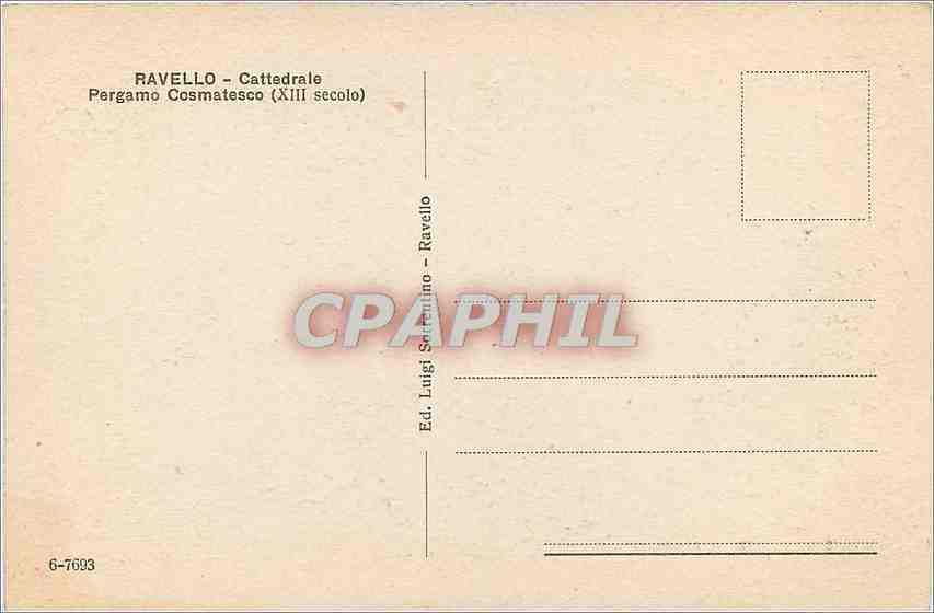 CPA RAVELLO-Cattedrale-ambone Cosmatesco — Rückseite