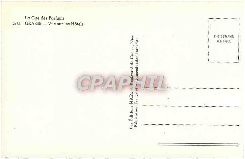 CPA La Cite des Parfums-GRASSE-Vue sur les Hotels — Rückseite